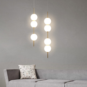 北欧创意串球长线吊灯现代简约卧室书房间床头灯金属奶白玻璃灯罩