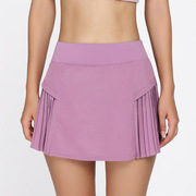 夏季运动短裙速干裤裙瑜伽，跑步百褶半身，网球羽毛球假两件裙子口袋