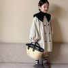 儿童韩版风衣外套2024春款女宝气质撞色洋气翻领上衣中长款泡泡袖