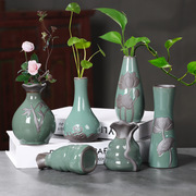 小花瓶陶瓷哥窑水培绿萝桌面，客厅插花器皿摆件，水养富贵竹百合花器