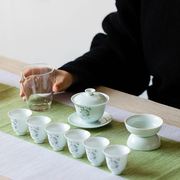 影青茶具盖碗茶杯陶瓷家用简约中式礼盒套装功夫茶具整套