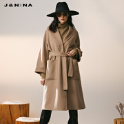 j&nina捷恩尼纳时尚，大气西装领羊毛毛大衣女冬季中长款毛呢外套