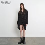 设计师品牌BLANCORE2024夏季不规则下摆肌理纱质长衬衣