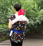 婴儿后背老式背带四川传统灯芯绒背巾前后两用宝宝外出简易背袋