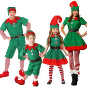 圣诞节服装儿童圣诞精灵服装cosplay装节成人男女绿色圣诞装亲子