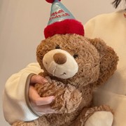 多爱生日帽礼物熊公仔(熊，公仔)毛绒玩具泰迪，小熊布娃娃抱抱睡觉玩偶送女友