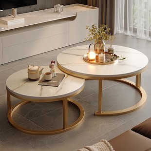 茶几客厅家用圆形桌子小户型，轻奢简约现代2023沙发茶几桌阳台