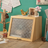 zakka实木桌面收纳盒茶具，翻盖玻璃化妆品香水木制防尘展示柜高级