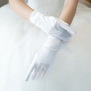 短款黑色包手指手袖婚纱礼服旗袍弹力缎手套结婚用品新娘宴会配件