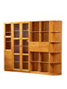 现代中式全实木书柜自由组合带玻璃门家用储物柜书房家具柏木书架