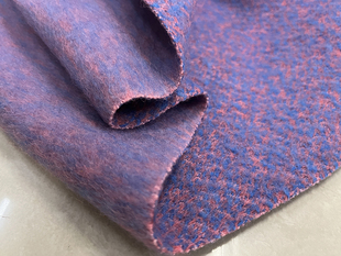 秋冬混纺羊料时装布料 甜美粉紫蓝色羊毛呢设计面料 大衣外套