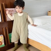 宝宝睡袍秋冬儿童连体睡衣婴幼儿夹棉羊毛蚕丝男童保暖背心睡袋