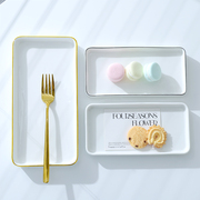 创意陶瓷餐盘长方形，摆盘甜品碟子蛋糕盘子西餐餐具，刺身鸡翅寿司盘