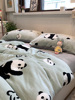 冬季加厚牛奶绒法兰绒少女心学生宿舍三件套熊猫床上四件套珊瑚绒