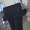 韩国eric coco菱形格荷叶小褶皱拉链包臀假两件打底裤裙