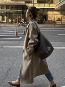 iamstudio韩国进口暗斜纹全羊毛，手工双面尼大衣