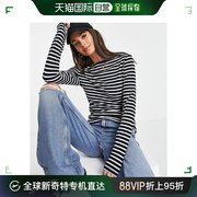 香港直邮潮奢 tall 女士设计长筒长袖条纹T恤(海军蓝)