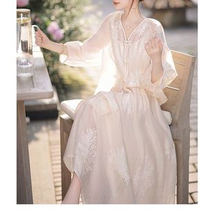 新中式国风改良汉服女夏高级感超仙刺绣上衣半身裙子日常两件套装