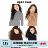 opennunu女童美拉德半高领，针织衫春装花边领高弹儿童打底上衣