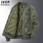 jeep吉普夹棉服外套男士，冬季加厚宽松多口袋，飞行夹克工装棒球服潮