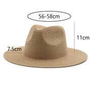 男女士草帽彩色织带巴拿马草编，礼帽平檐户外春夏，遮阳情侣沙滩帽