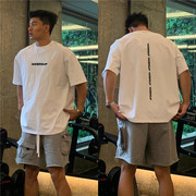 欧美潮牌2025新款宽松痞帅短袖T恤男街头设计感印花字母纯棉上衣