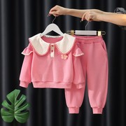 女童秋装卫衣套装2023儿童韩版运动两件套洋气女宝宝秋季衣服