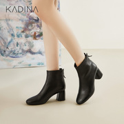 卡迪娜秋冬欧美方头高跟，粗跟短靴女时装，靴短靴子kla01536