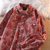 JWNEED红色新年衬衫春季流行宽松情侣装外套ins风设计感上衣