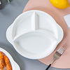 健康骨瓷分格餐盘一人，食家用早餐餐具，儿童陶瓷白色盘子三格分餐盘
