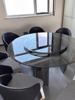 钢化玻璃圆餐桌轻奢家用小户型饭桌现代简约圆形不锈钢餐桌椅组合