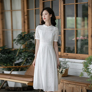 白色法式蕾丝仙女裙夏天连衣裙设计感小众2024刺绣收腰长裙子