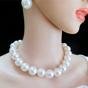 欧美夸张网红大珍珠项链锁骨，链简约高级脖子，饰品气质小众项圈颈链