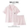 WALKING 卡通玉桂狗睡衣女士夏季网红条纹短袖家居服两件套装