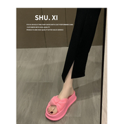 粉色拖鞋女2024夏季外穿精致法式高级感绝美厚底泰国沙滩凉鞋