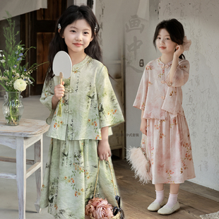 奶油kids童装女童套装儿童，2024夏季洋气宝宝，新中式国风两件套