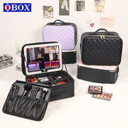 OBOX专业化妆品收纳包多功能带镜子带灯纹绣工具包可套拉杆化妆包