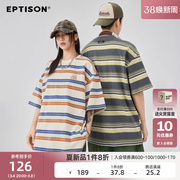 EPTISON时尚字母印花条纹短袖T恤