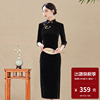 金丝绒旗袍中长款七分袖日常生活装平时可穿改装苏杭海派传统复古
