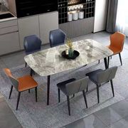 奢式意现代简约餐桌椅子小户型，家用餐桌欧式亮光，岩板餐桌椅子组合