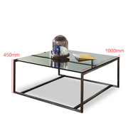 日荣家具简约钢化玻璃不锈钢时尚现代小户型办公室方形办公茶几桌