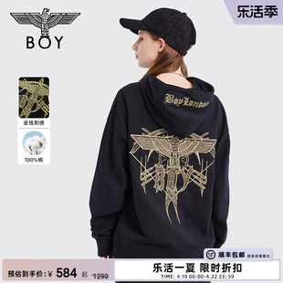 武士御弓boylondon秋冬男女同款黑金潮牌连帽，套头卫衣n04001