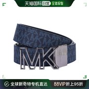香港直邮michaelkors男士蓝色老花，印花板扣腰带双面皮带宽3.4cm
