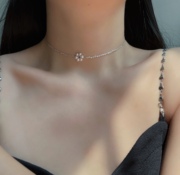 原创 s925纯银天然淡水珍珠项链 复古珍珠颈链锁骨链可调节精致女