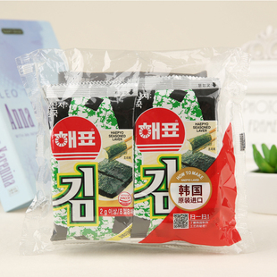 韩国进口海飘即食紫菜海牌海苔，咸味儿童拌饭休闲食品8小包16g