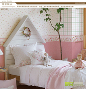 北欧田园格子素色纯色儿童房壁纸卧室背景墙纸满铺小碎花无缝墙布