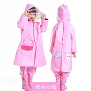 儿童拉链雨衣女孩雨披套装，韩版小兔雨衣雨鞋，套装宝宝松紧袖雨衣
