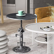 工业风创意手摇铸铁，升降茶几边几民宿，客厅铁艺桌复古圆形咖啡桌