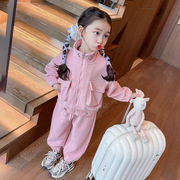 女童春装套装2024洋气时髦小童运动儿童女宝宝春秋款网红童装
