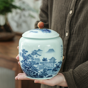 陶瓷茶叶罐大号青花瓷茶叶，盒家用普洱红茶绿茶，毛尖通用密封储存罐